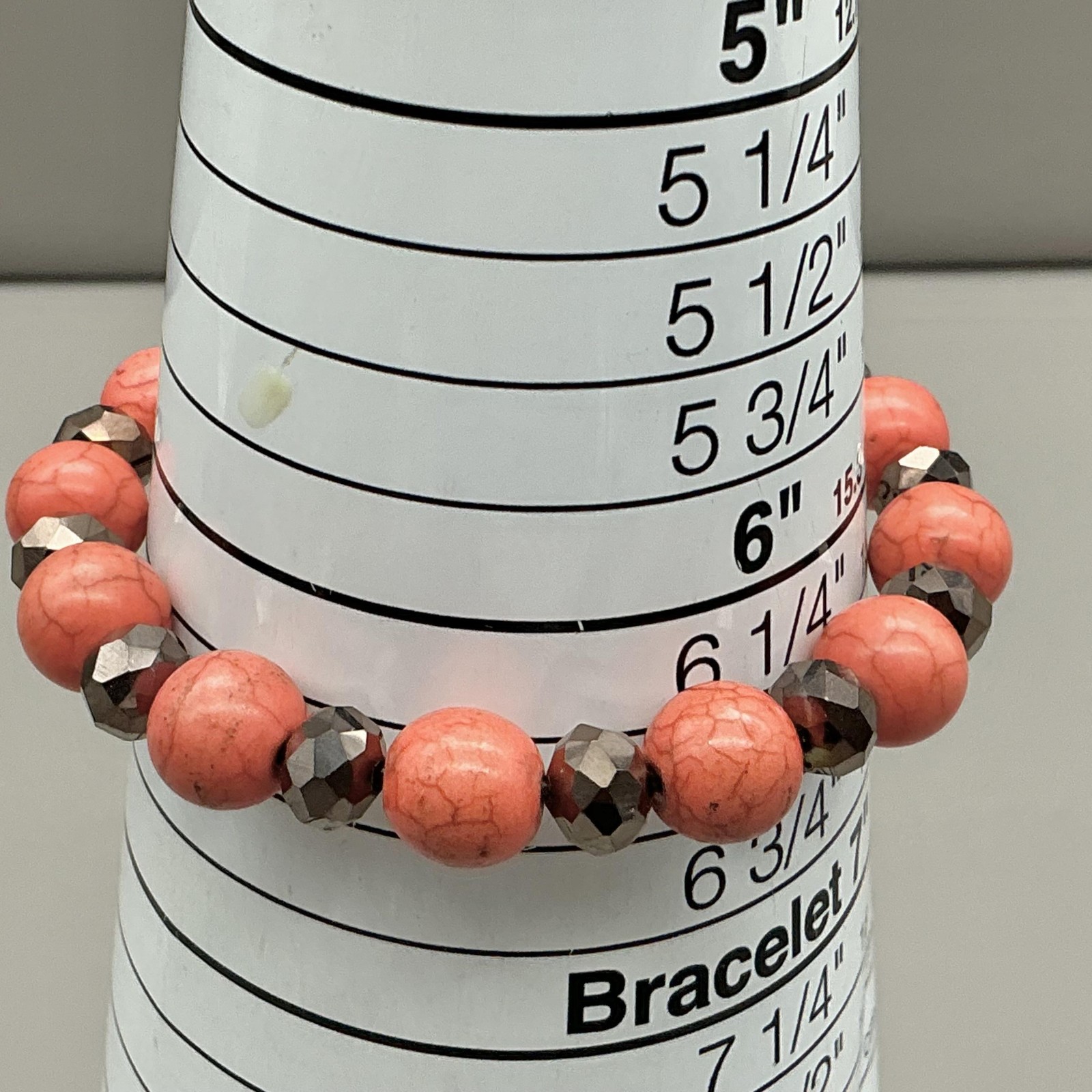 Erimish Bracelet Pink Stone Beaded Stretch Gold Tone Charm Womens Boho 6 Inch