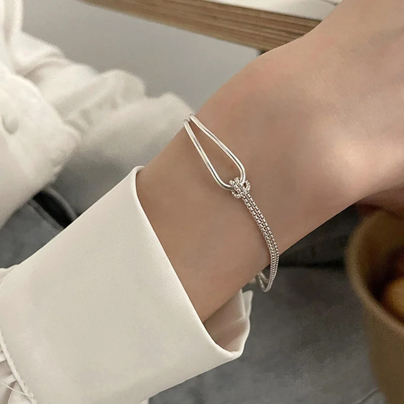 New S925 Silver Minimalist Geometric Collage Bracelet Women’s Jewelry Exquisite