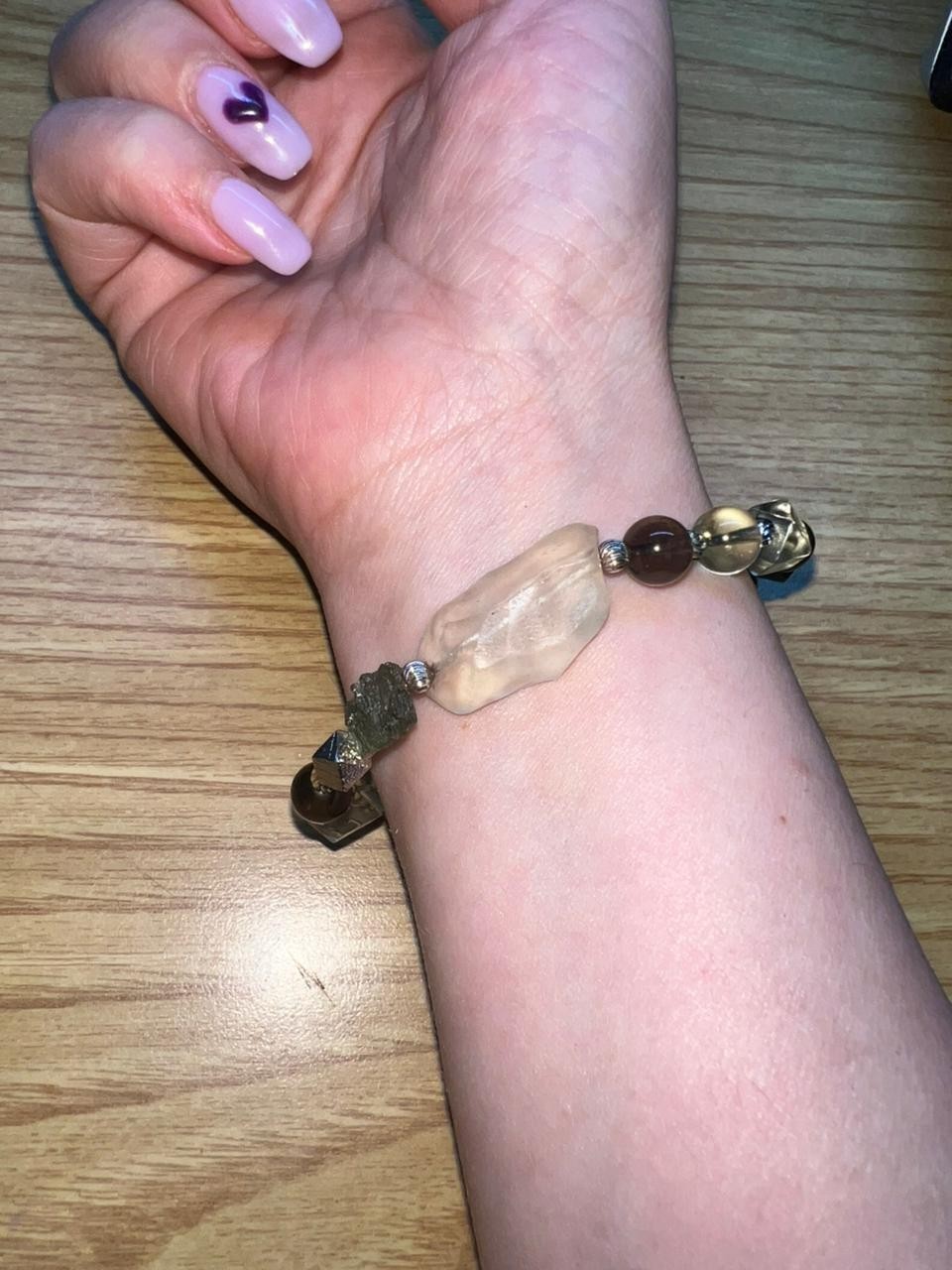 Genuine Moldavite Libyan Desert Glass Herkimer Diamond Meteorite Bracelet