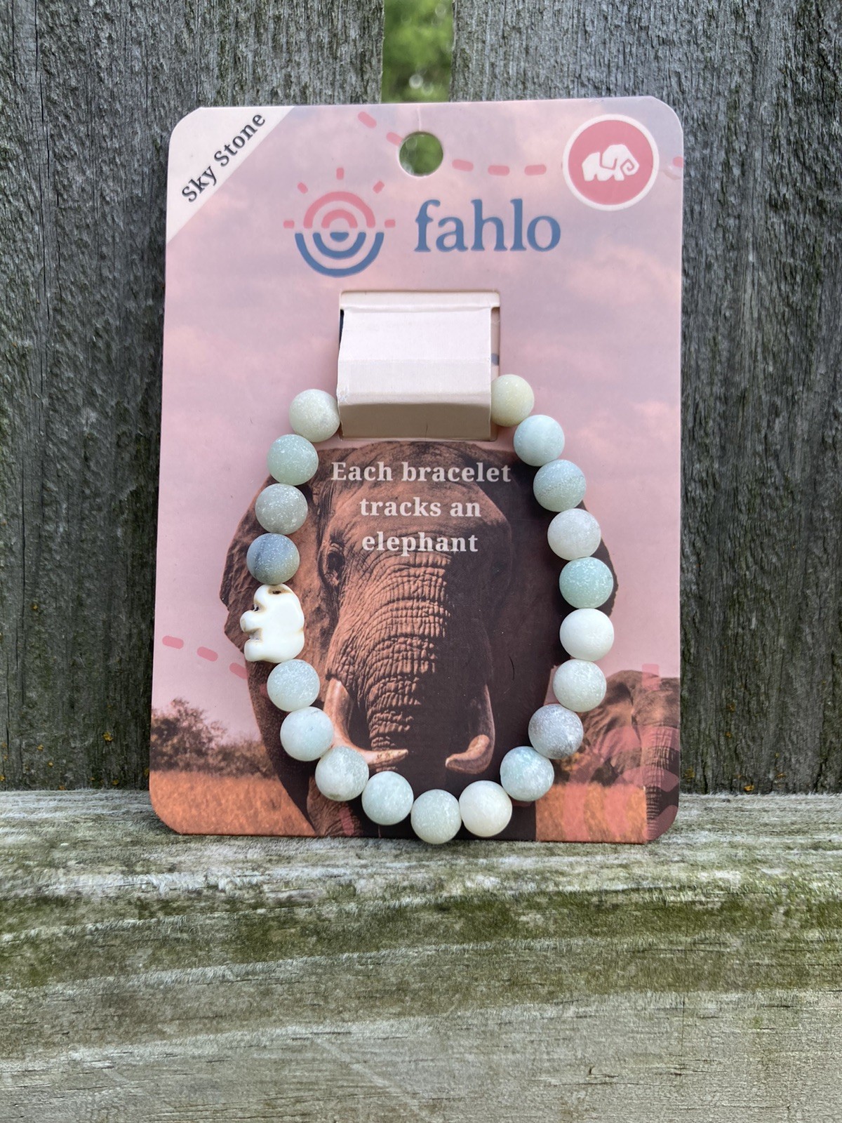 Fahlo Elephant Tracking bracelet, Sky Stone Black Endangered Species Jewelry NWT