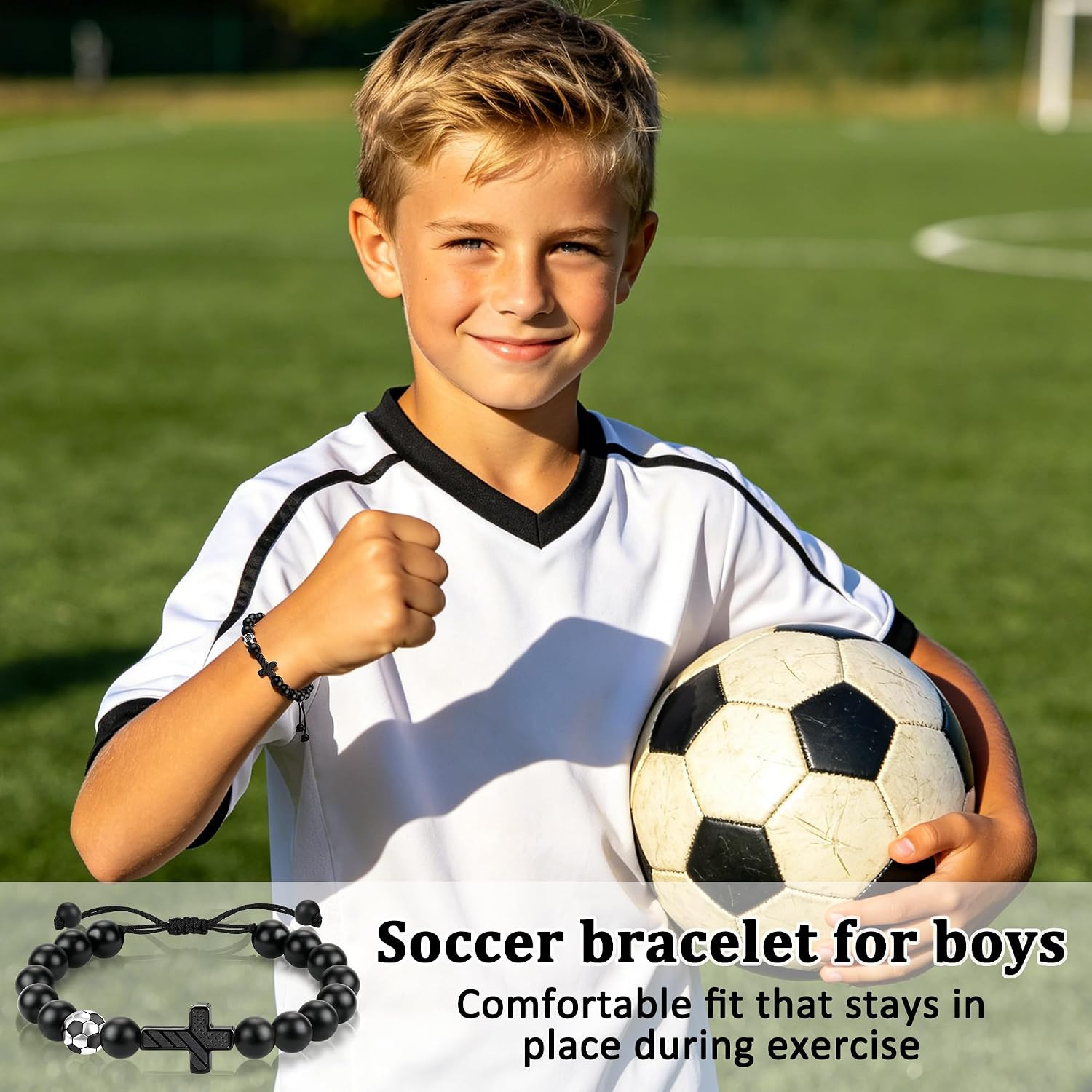 Cross Bracelet for Men, Soccer/Baseball Gifts for Teen Boy | Bible Verse Christi