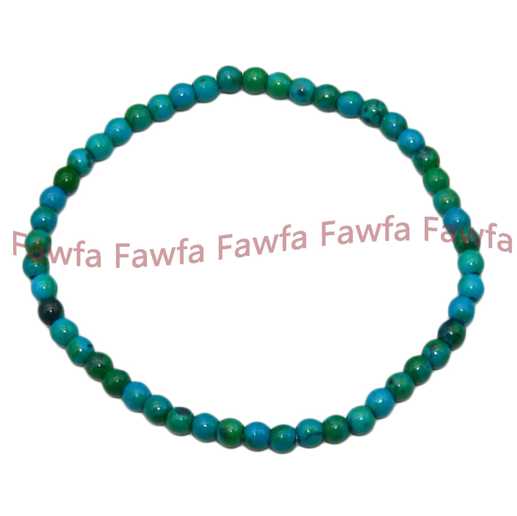4/6/8/10/12mm Green Azurite Chrysocolla Round Gems Beads Elastic Bracelets 7.5”