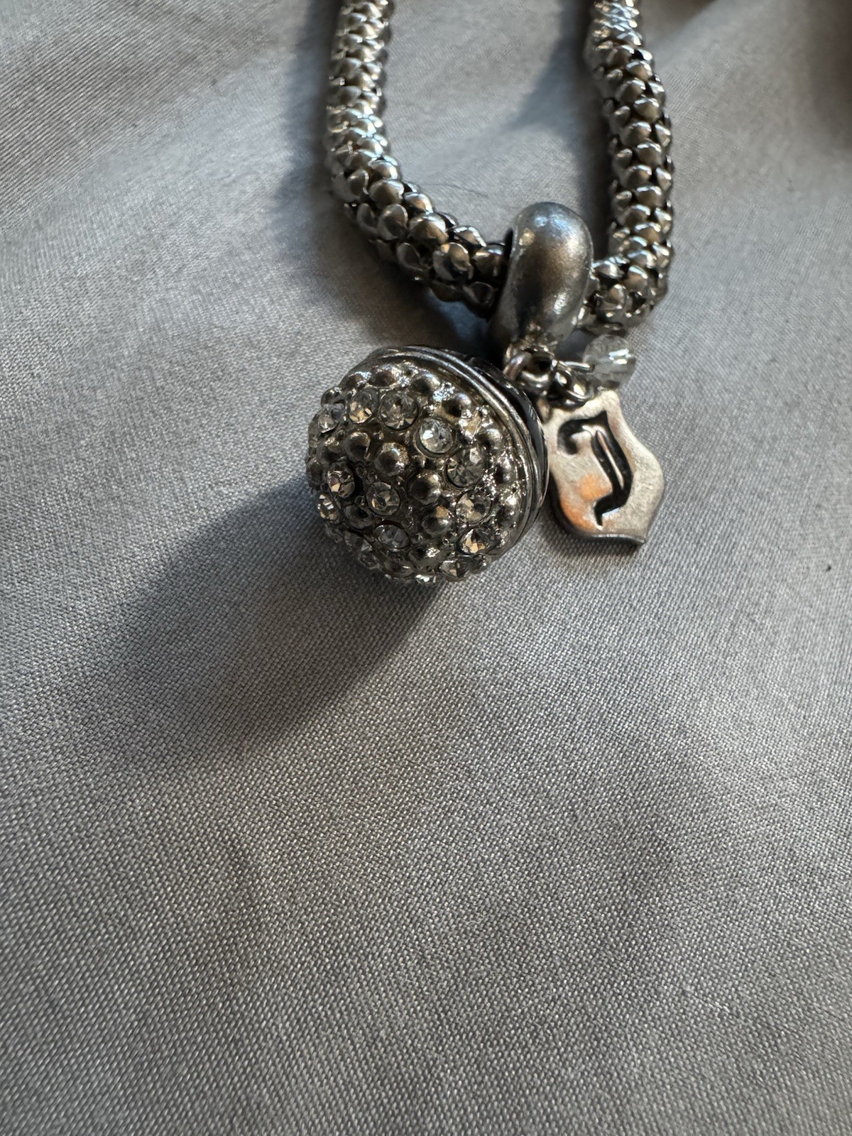 Juicy couture vintage Y2K snake chain initial charm bracelet rhinestone stretch