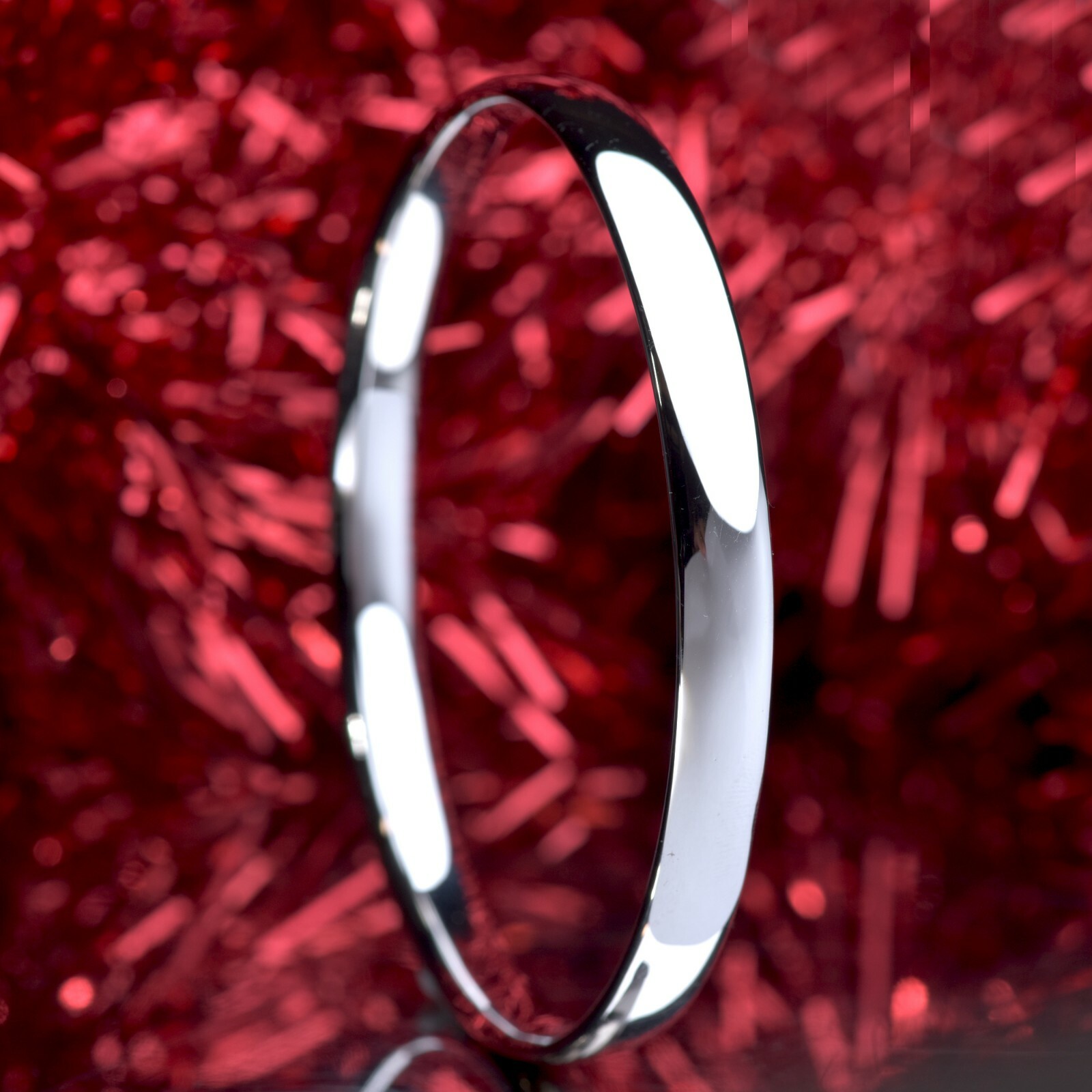 18K 18CT WHITE GOLD FILLED SLIP ON SOLID BANGLE LADY WOMENS BRACELET