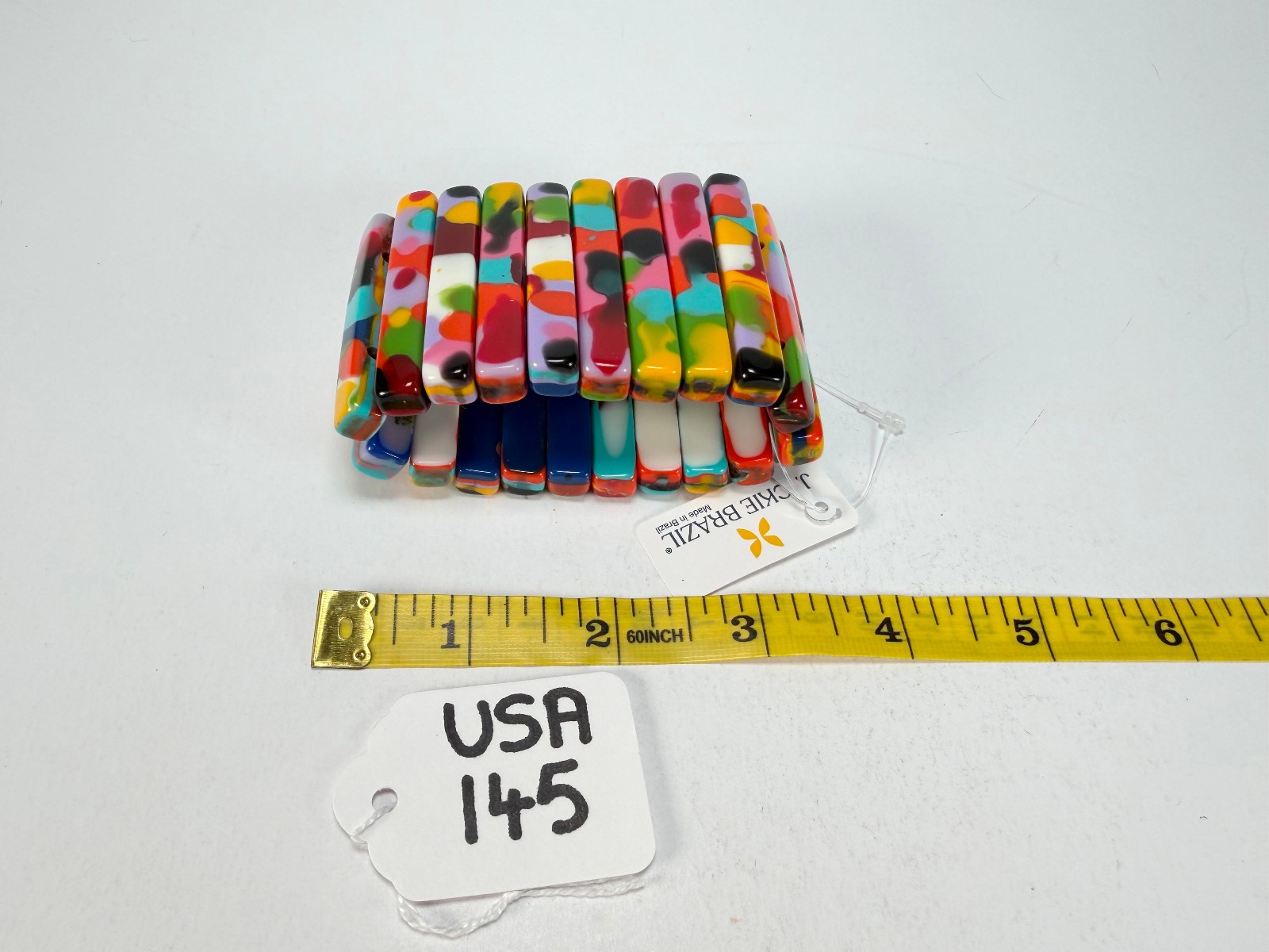 Jackie Brazil “Clarissa” Kandinsky Thin Rectangles Elasticated Bracelet (B2335)