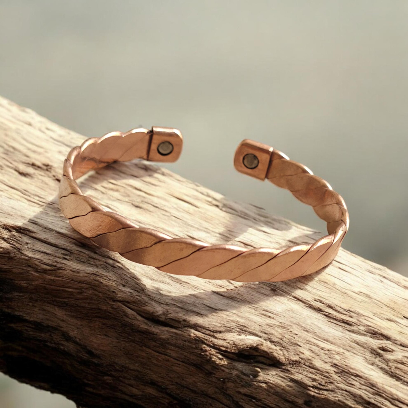 2 Pack Pure Copper Magnetic Bracelet Arthritis Pain Therapy Cuff Heavy Twist
