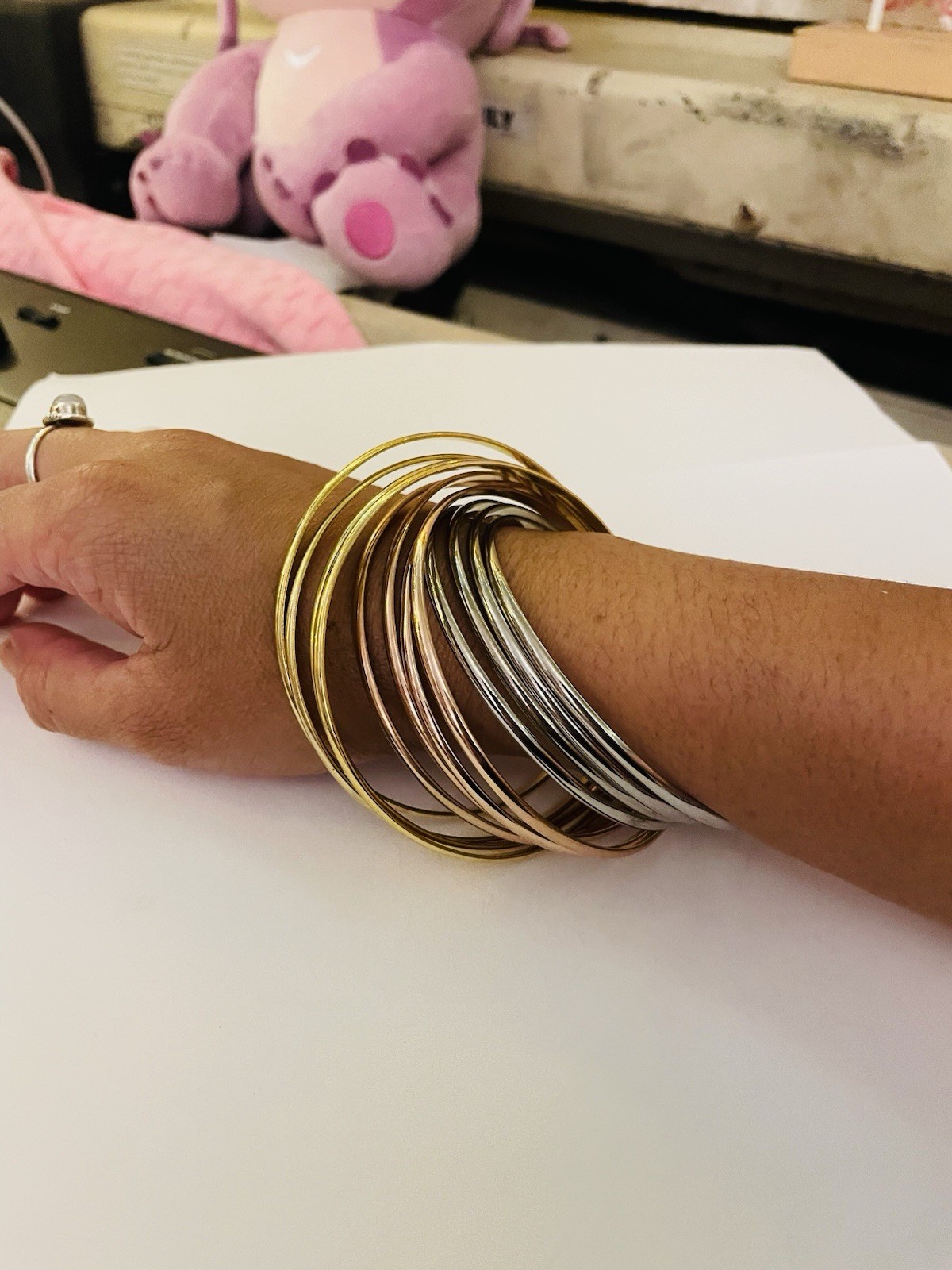 Set of 12 Intertwined Bangles Gold/Silver/Rose Gold