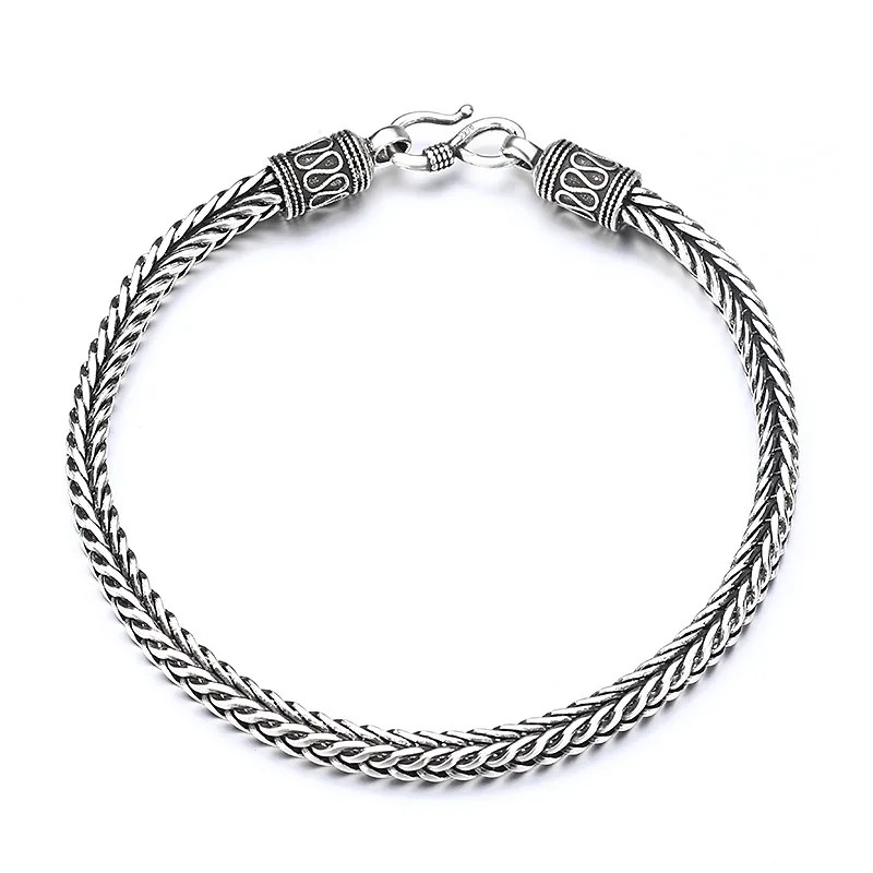 925 Sterling Silver Vintage Rope Chain Bracelet Unisex Jewelry