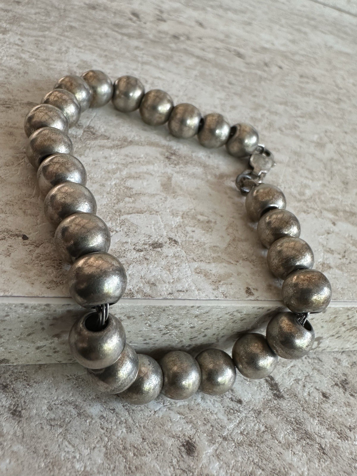Pure 925 silver Beaded Ball Bracelet 8.5 inch Lobster Clasp