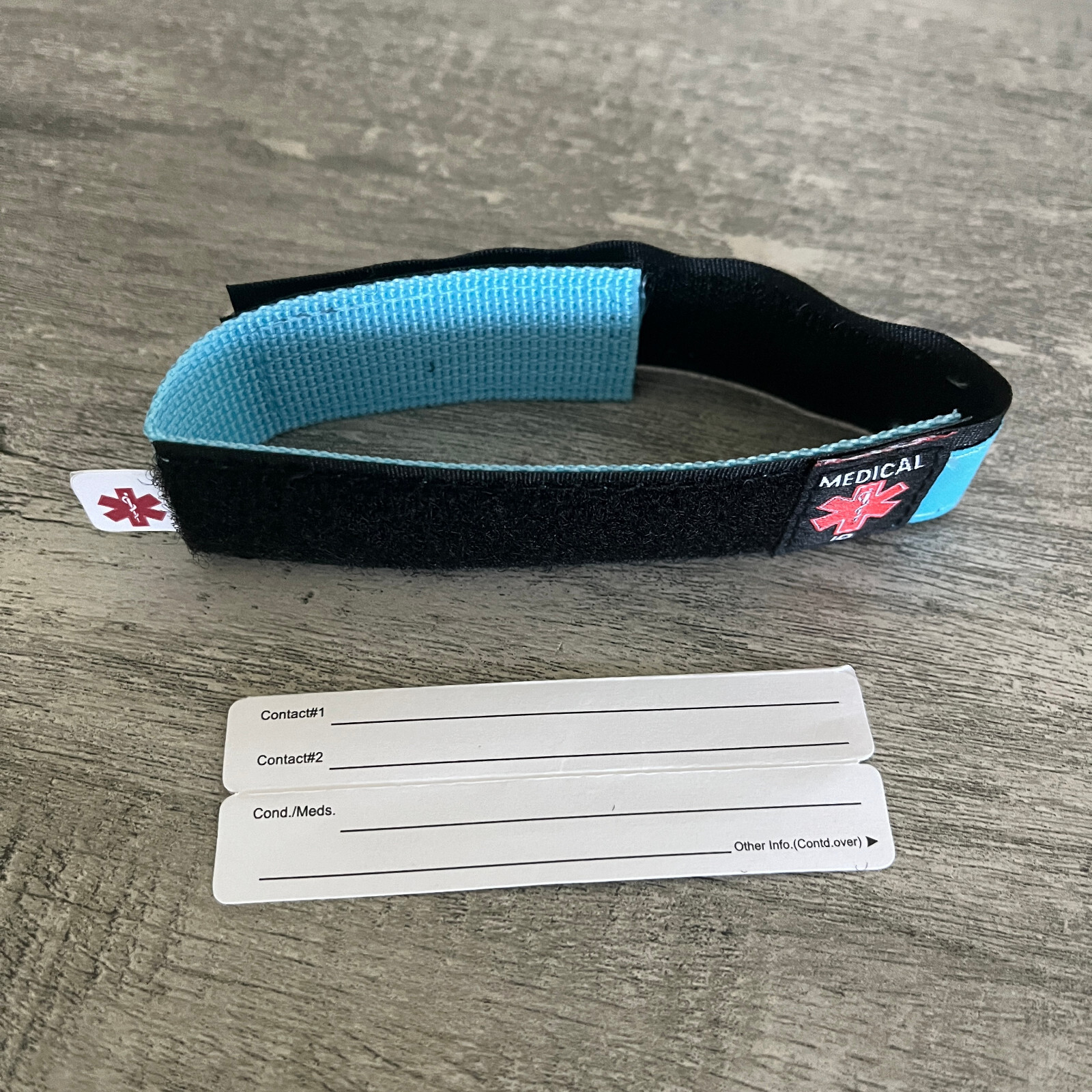 Kid, Youth, Small Adult Medical Alert ID Nylon Adjustable Bracelet Red & Blue