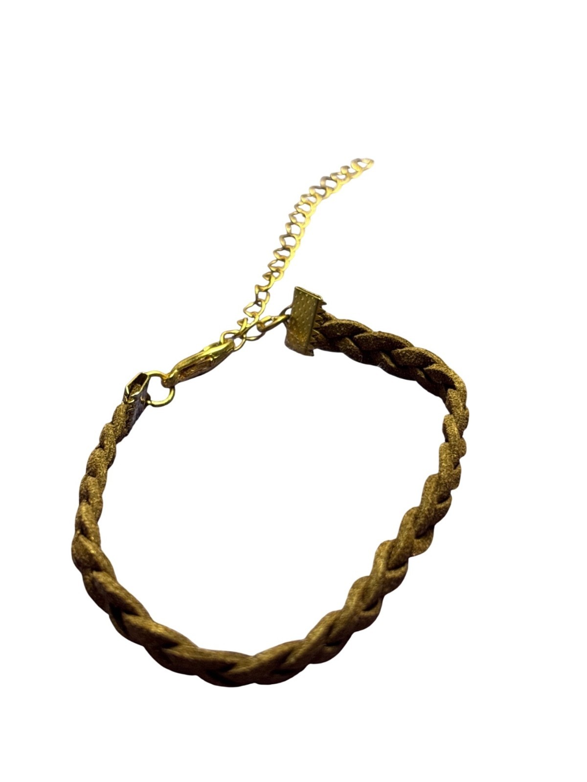 Faux Leather Brown Braided Bracelet Glitter 7.25 – 10.25 inches Long