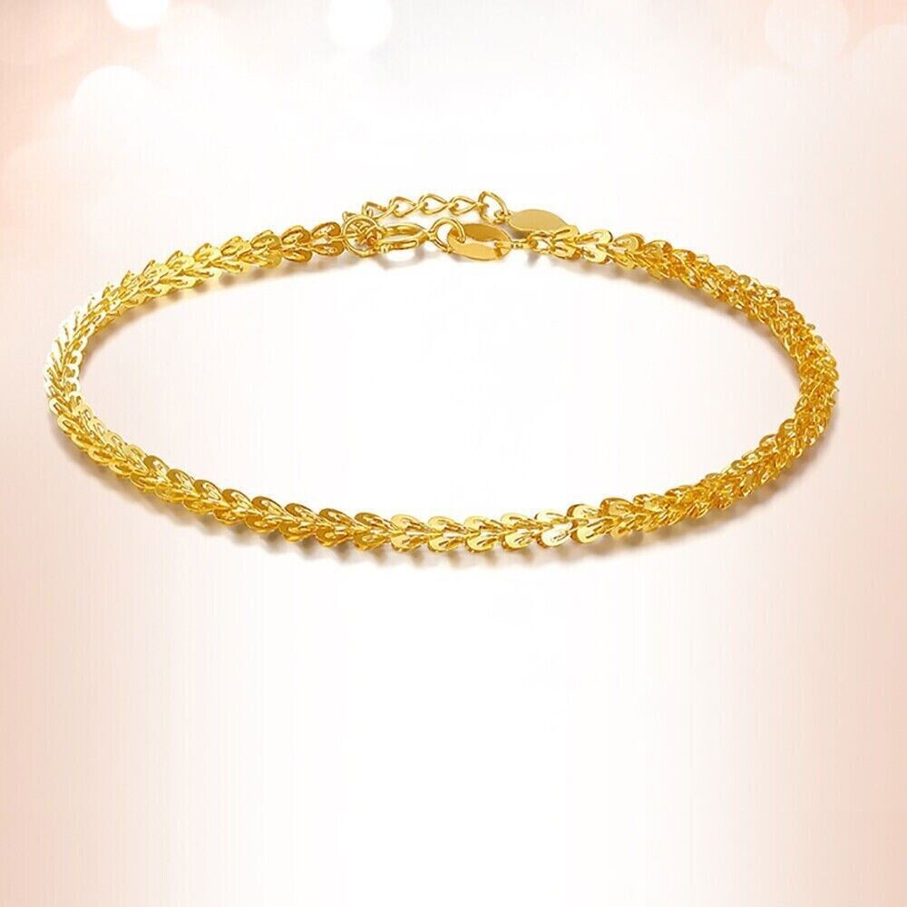 Solid 18K Gold Phoenix Tail Chain Bracelet Charm Fine Jewelry AU750