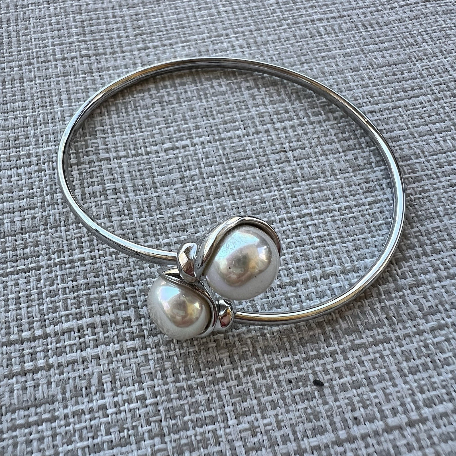 Majorica Alina Pearl Cuff Bracelet Sterling Silver 925 Made In Spain Reg: $197