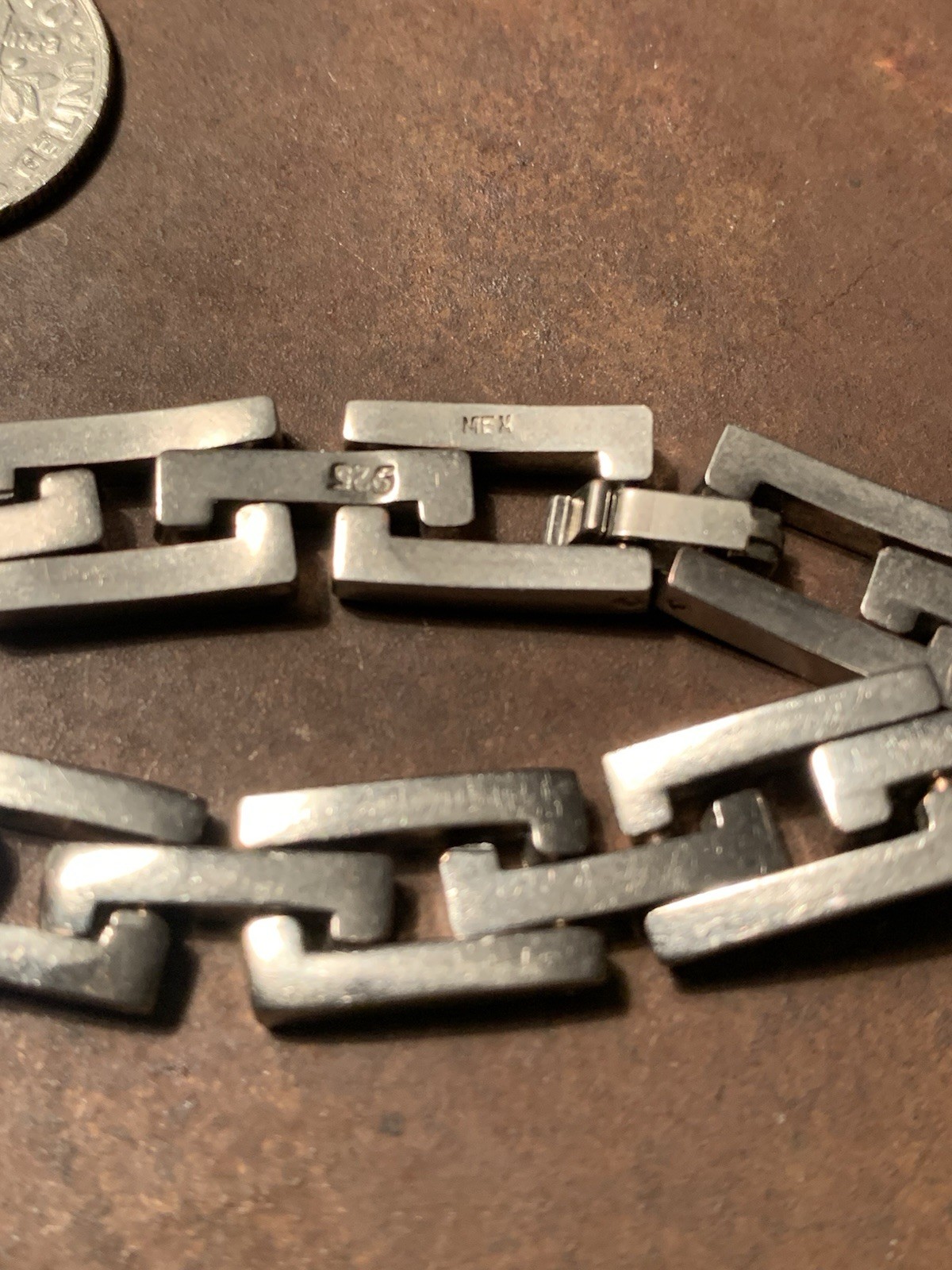 Thick 25g Vintage Modernist Chain Link Sterling Silver Mexico Bracelet 7 G2U