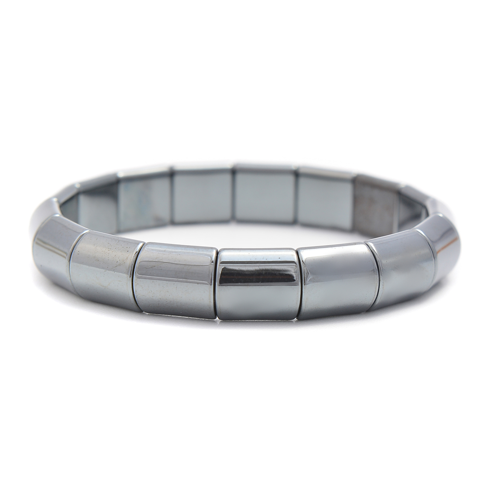 Gray Hematite Double Drilled Bangle Bracelet Beads Size 10x12mm 7.5” Length