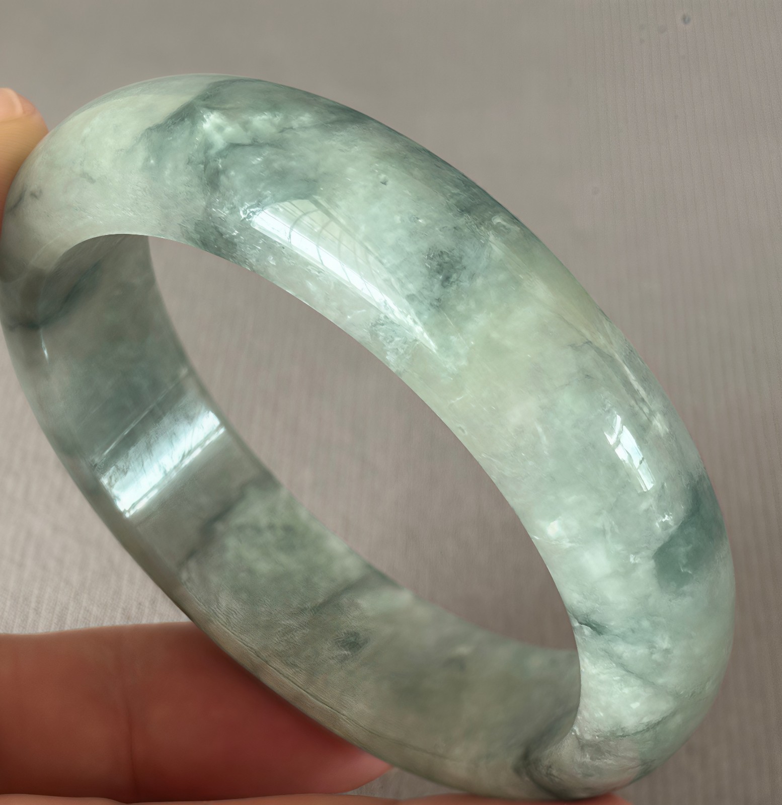 58.1mm Burma Natural Green Jadeite Jade Bracelets Emerald Jade Bracelet Bangle