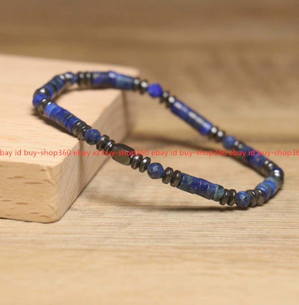 Lapis Lazuli Men Bracelet Hematite Energy Crystal Stone Minimalist Healing Gifts