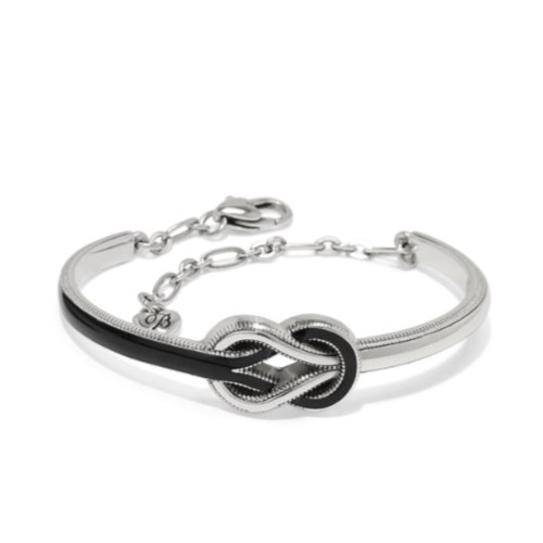 Brighton Interlok Harmony Bar Silver Black Bracelet NWT $68
