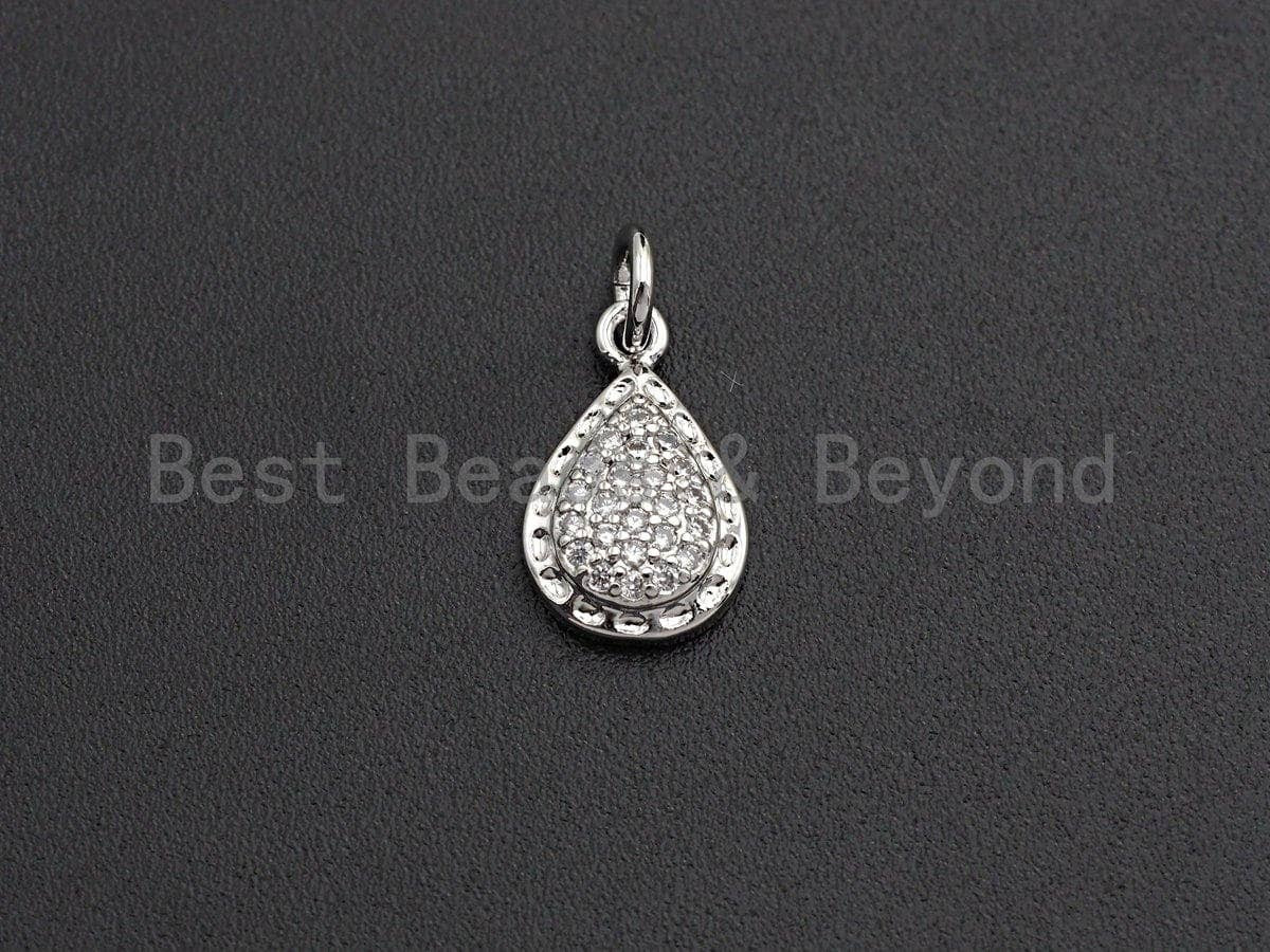 Clear CZ Micro Pave Teardrop Pendant/Charm, Bracelet Necklace Cubic Zirconia
