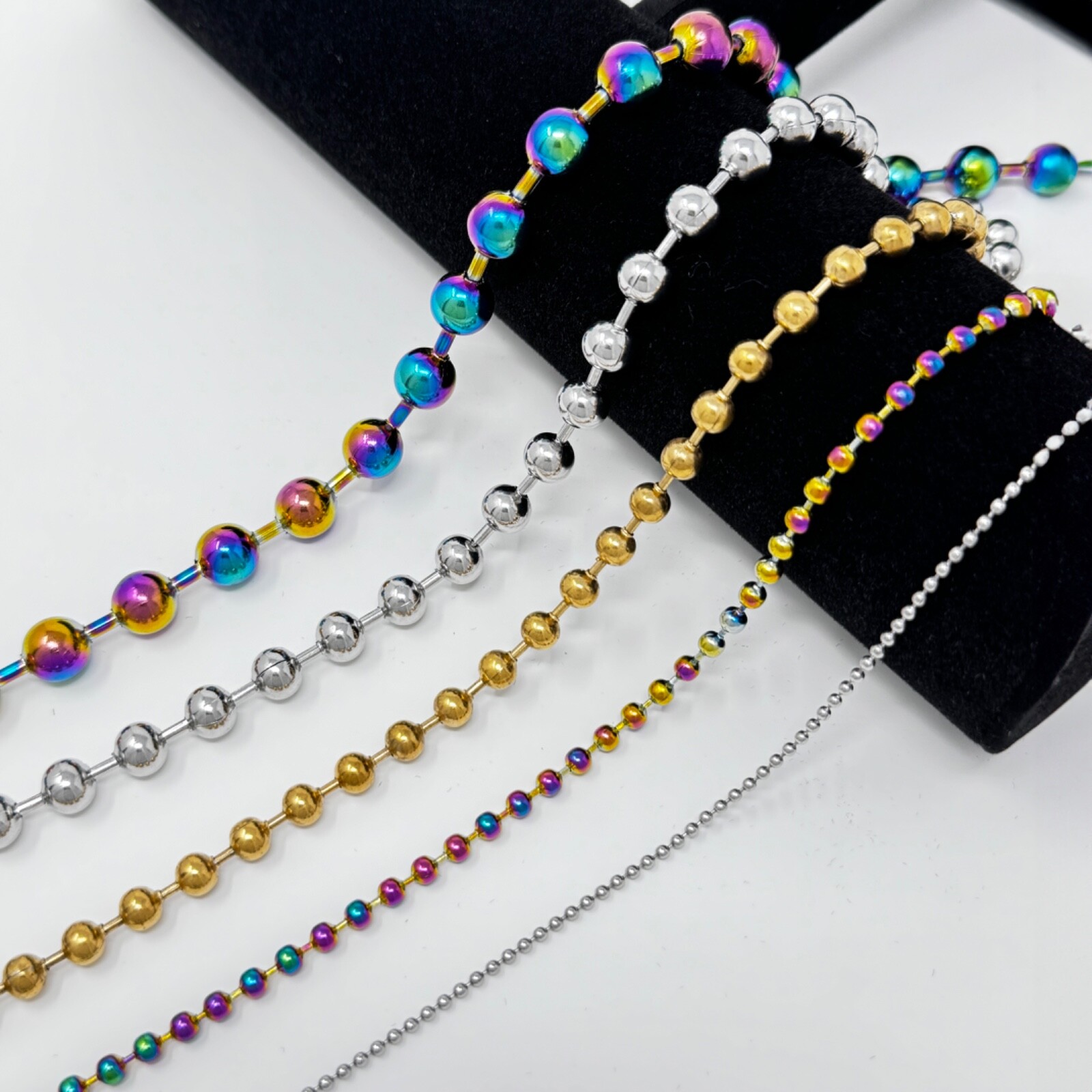 6″-10″ Stainless Steel Ball Chain Bead Bracelet Silver Gold 2/4/6/8/10mm P274