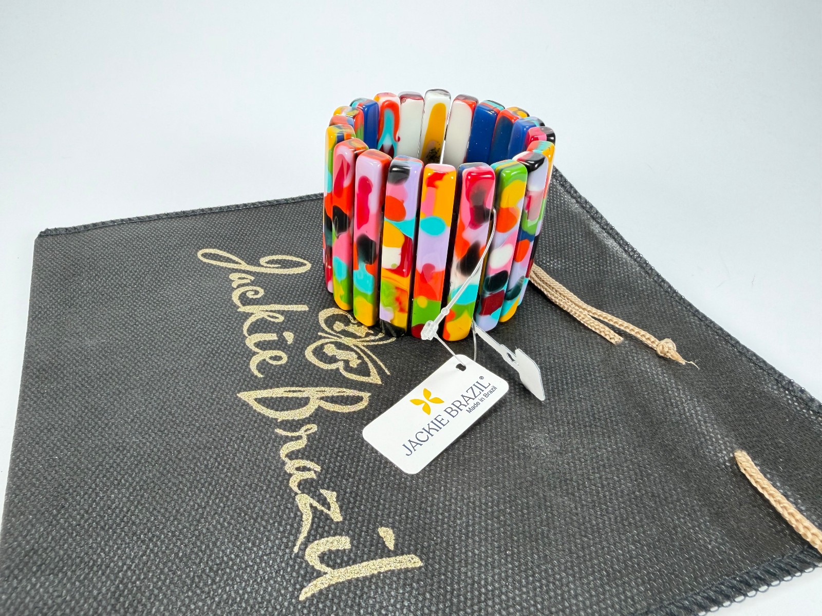 Jackie Brazil “Clarissa” Kandinsky Thin Rectangles Elasticated Bracelet (B2335)