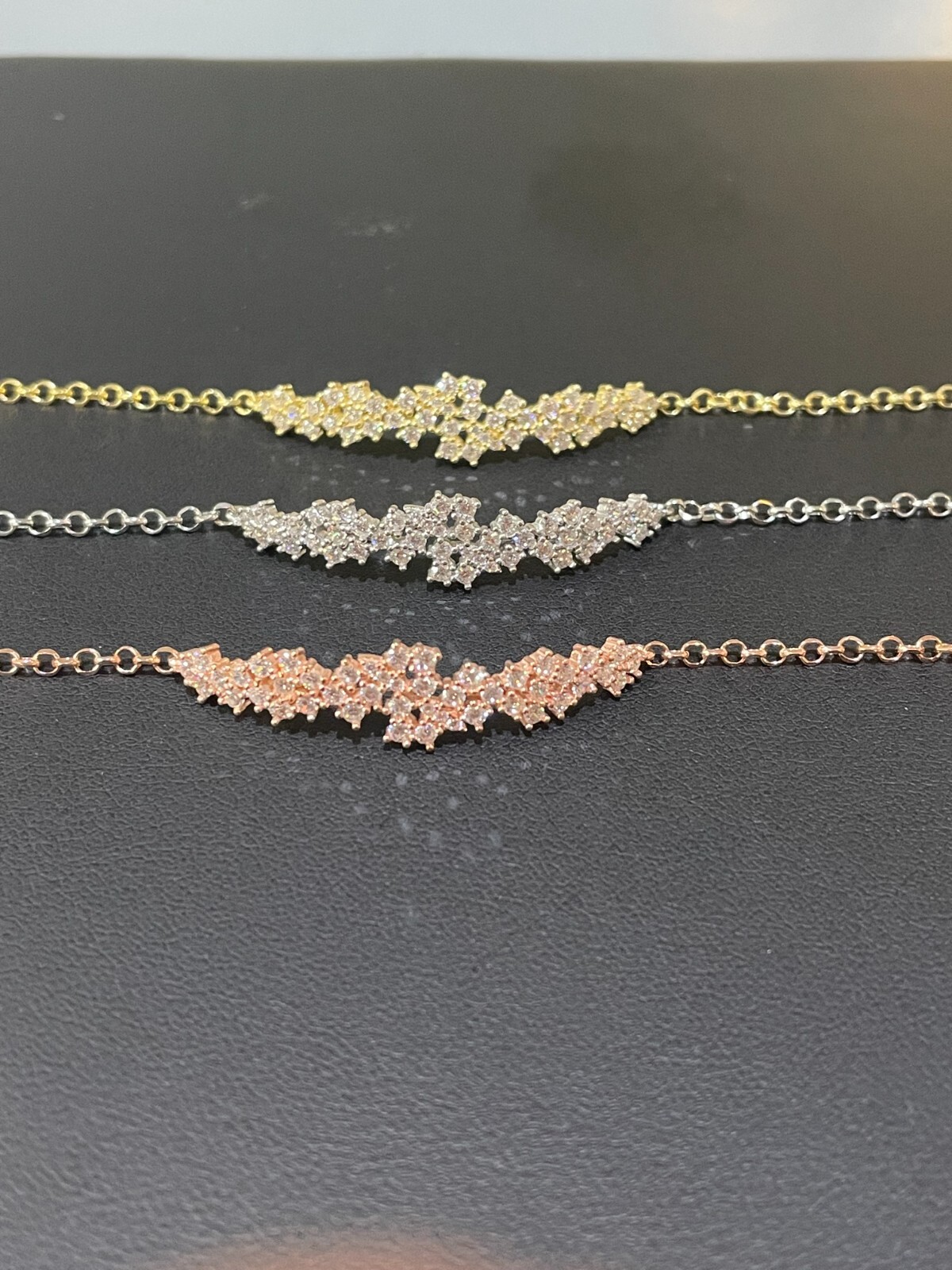 Real 925 Silver Yellow Rose Gold Plated Iced Cluster Round CZ Bracelet
