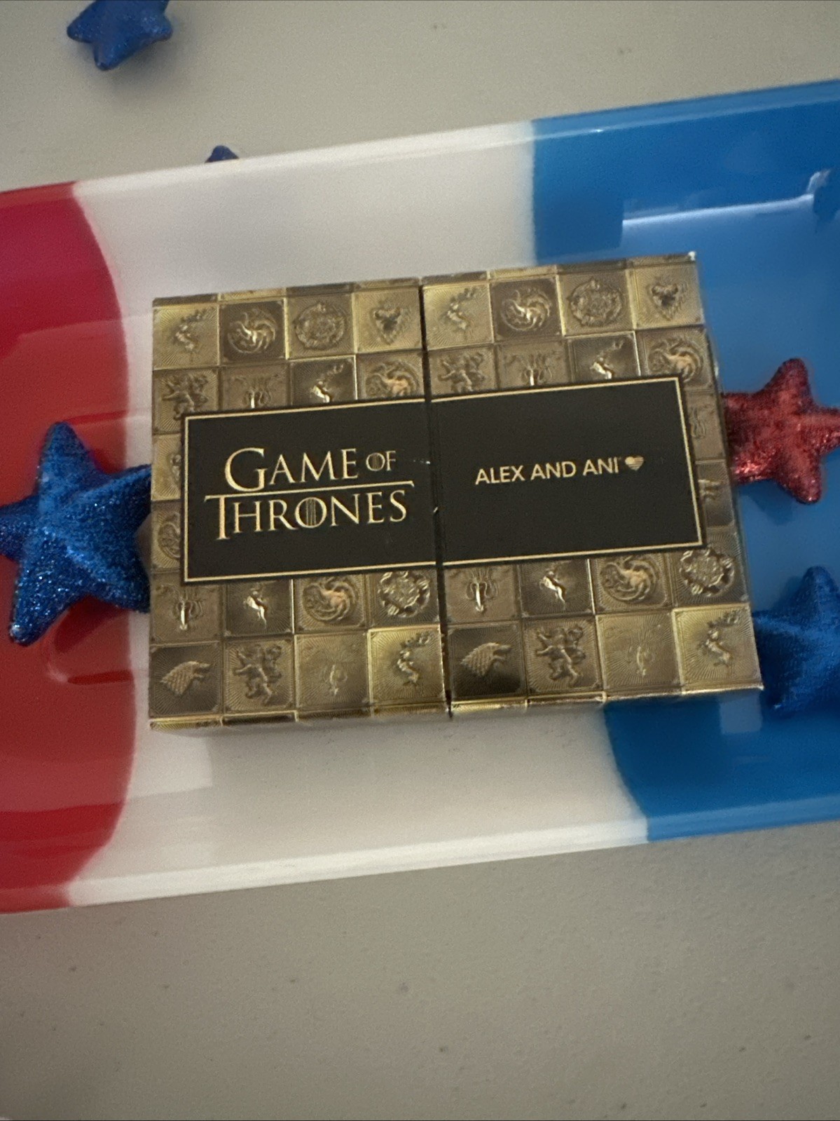 Alex and Ani Game of Thrones Gold Tone Bangle Charm Bracelet — Cersei Lannister