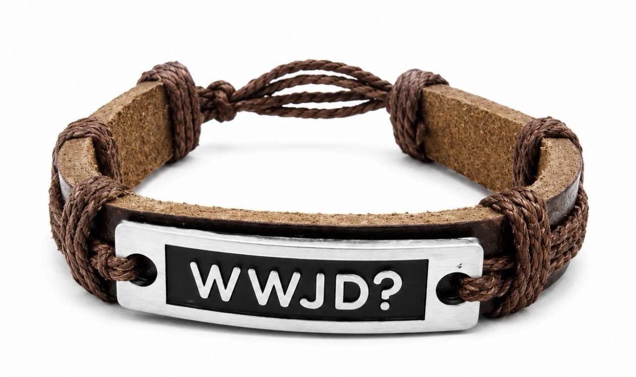 WWJD Brown Leather Bracelet Adjustable Christian Braided Cord Unisex Gift