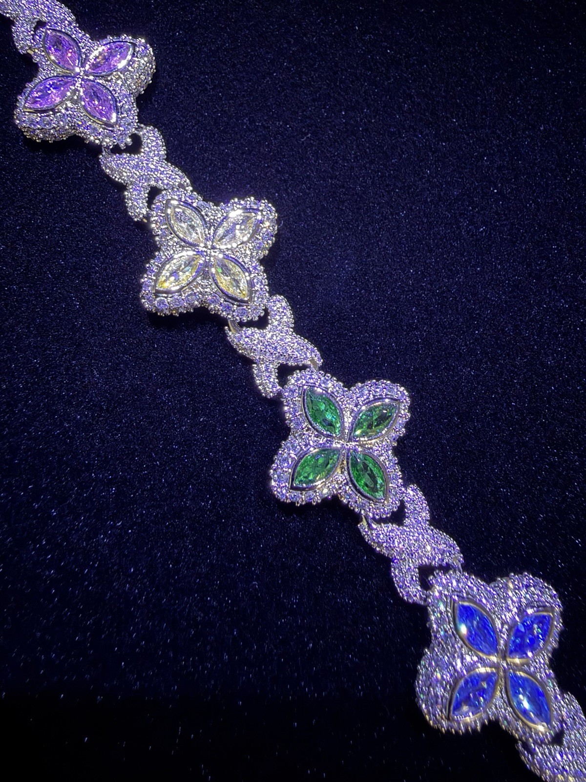Iced Multi Color Flower Bracelet
