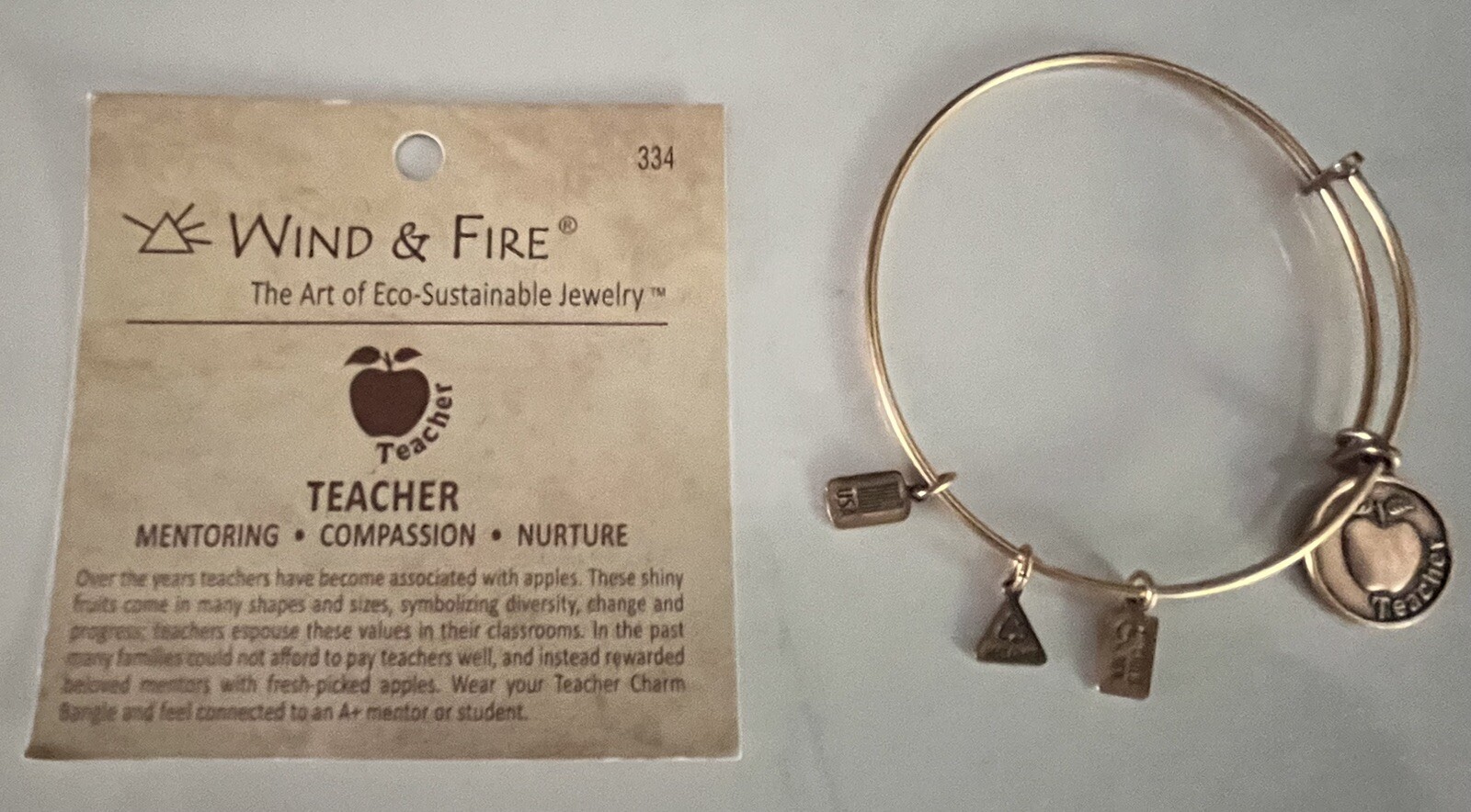 ✨NEW With Tag WIND & FIRE Goldtone WF 334G Teacher Bracelet With Charms✨