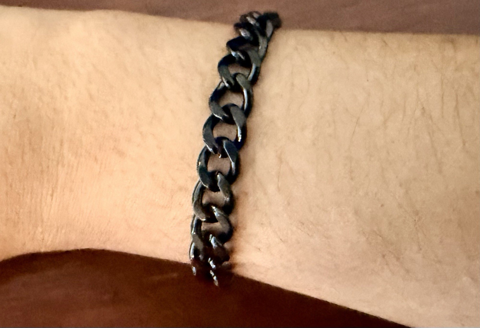 Black Cuban Link Bracelet Adjustable Unisex Metal Chain 8.5