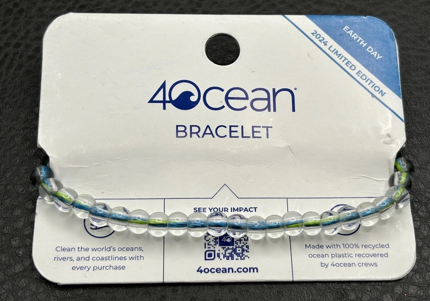 4ocean Earth Day 2024 Limited Edition Beaded Bracelet Blue Green Recycled