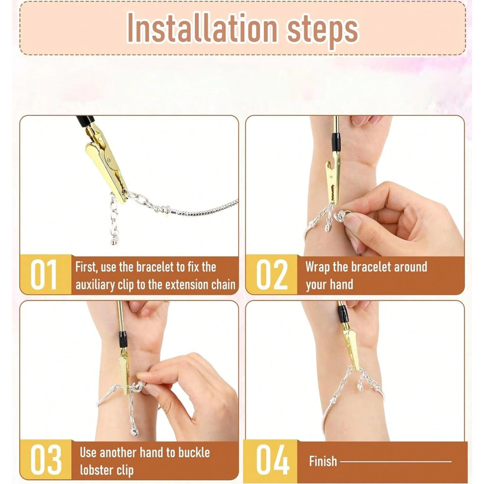 1x Bracelet Helper Tool Jewellery Clasp Fastener Watch Helper Easy Wear 6″ Women