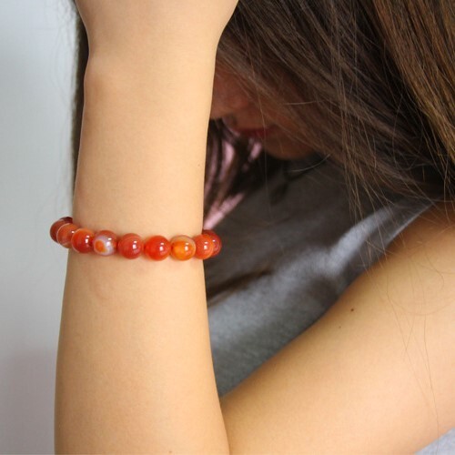 Natural Carnelian Elastic Stretch Bracelet 8mm Round Crystal Gemstone Beads