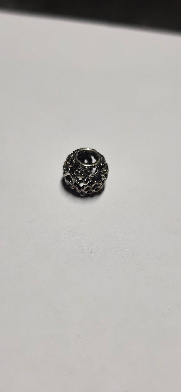 Pandora Silver and 14ct Yellow Gold Evening Floral Charm 791373 Retired