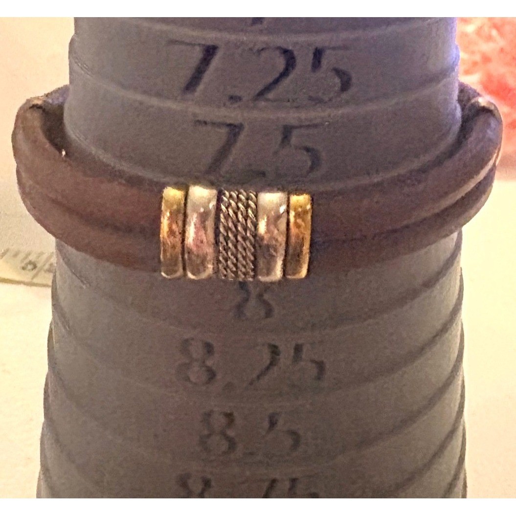Leather Cord Bracelet Women 7.75in Brown Good Mixed Metal Boho Bead
