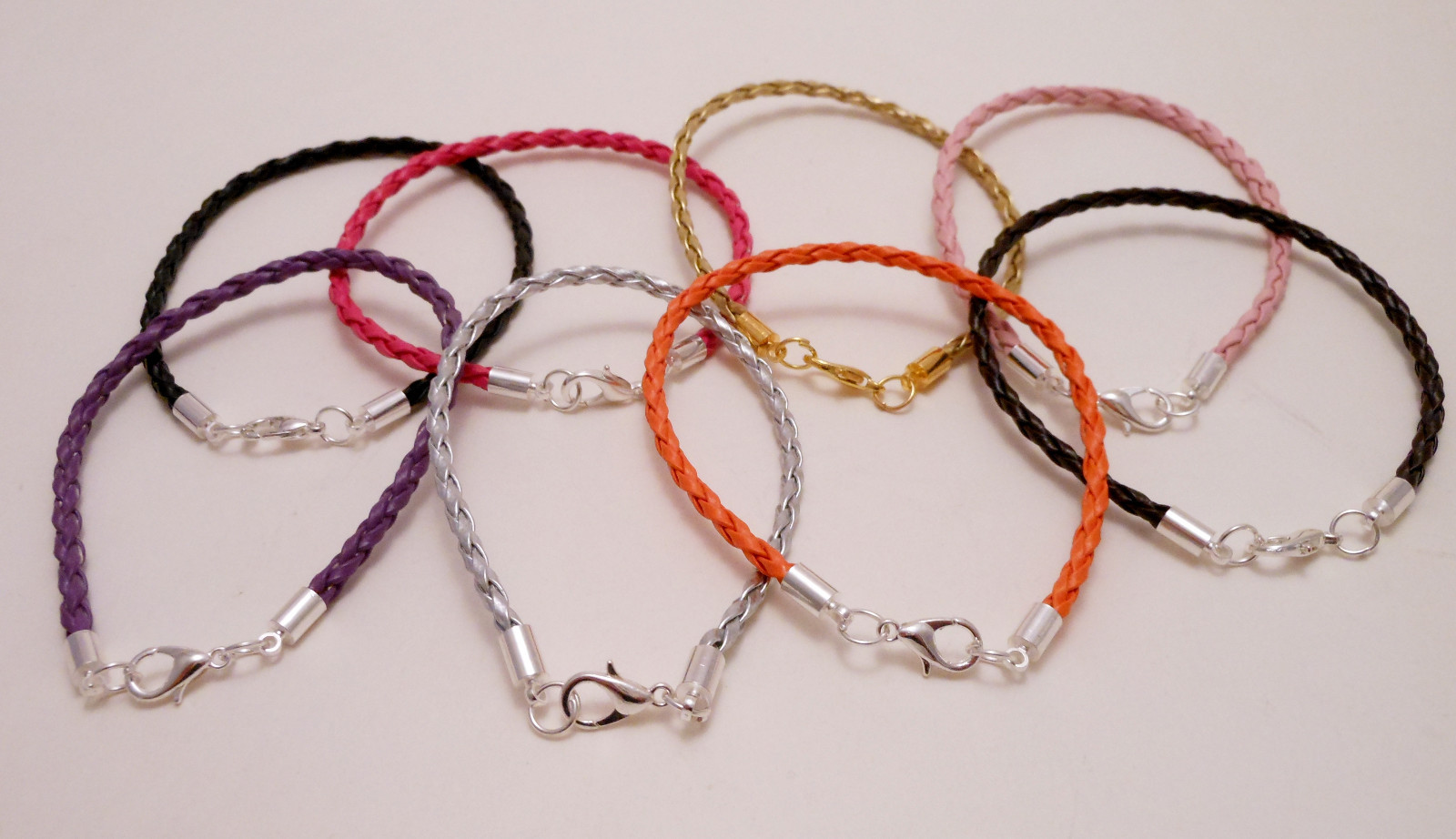 Leather Braided Cord Surfer Bracelet or Anklet with Lobster Clasp 3mm Unisex-USA