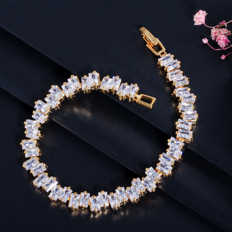 Multicolor Crystal Bracelet Silver Plated Cubic Zirconia Weddings Party Jewelry