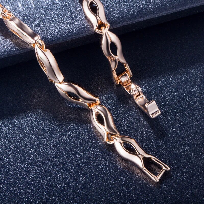 Luxury Yellow Gold Plated Multicolor Cubic Zirconia Women Flower Charm Bracelet