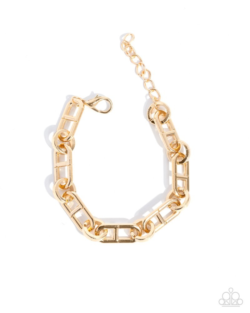 Paparazzi Wheel Boss – Gold – Gold Wheel & Anchor Links – Paperclip Chain Unis