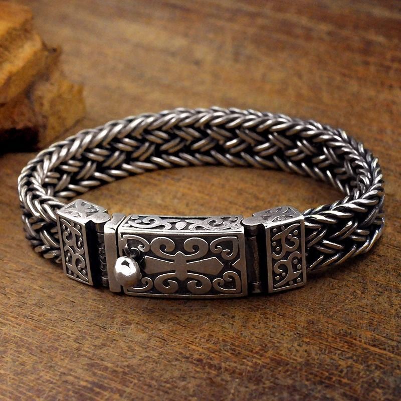 Men’s Bracelet Wide Edition Thick Jewelry Men’s Bracelet Silver Plated Bracelet