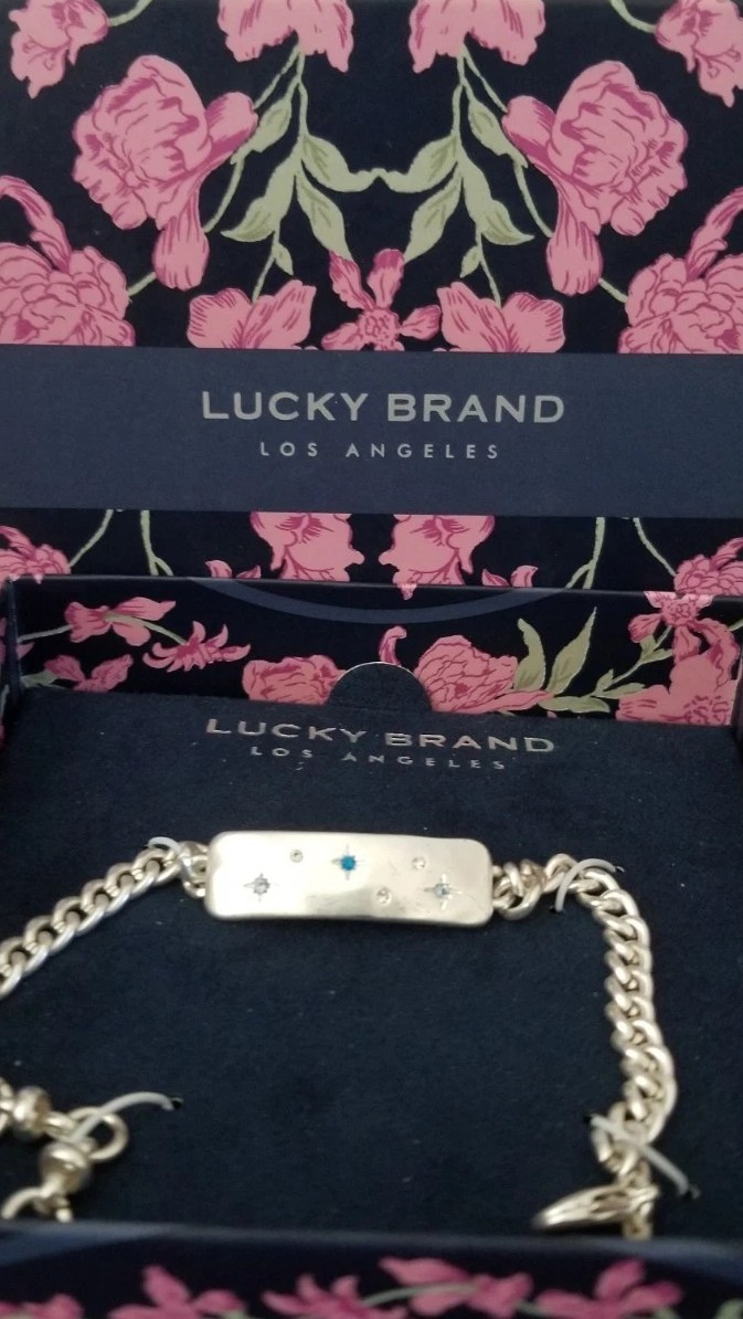 New Box Lucky Brand Stars Constellation Bracelet Silver Tn Charm Clasp Jewelry