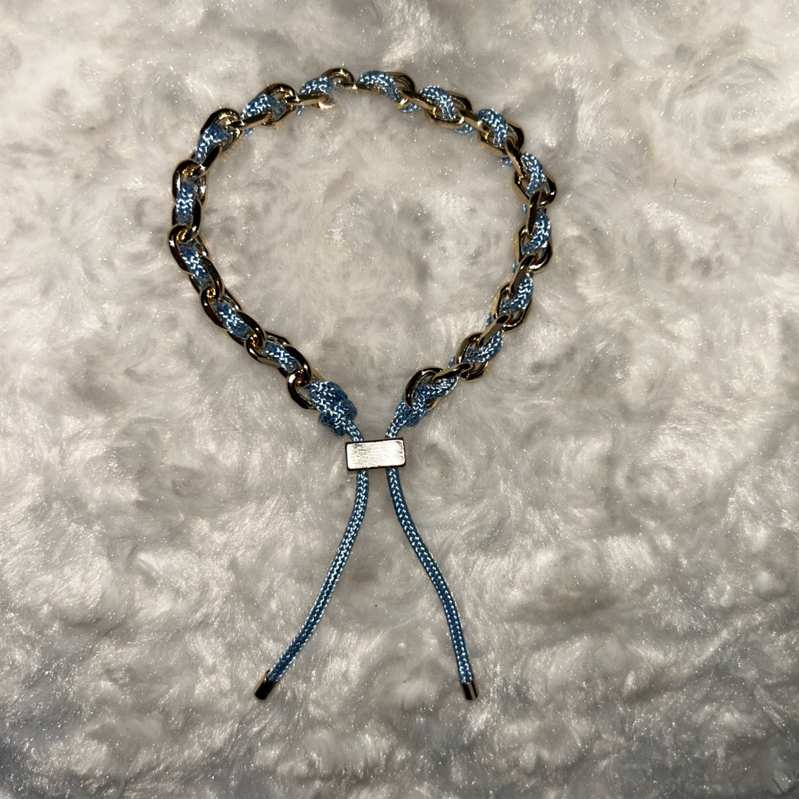 House Of Harlow 1960 Adjustable Sky Blue & Gold Bracelet Lead Safe Nickel Free