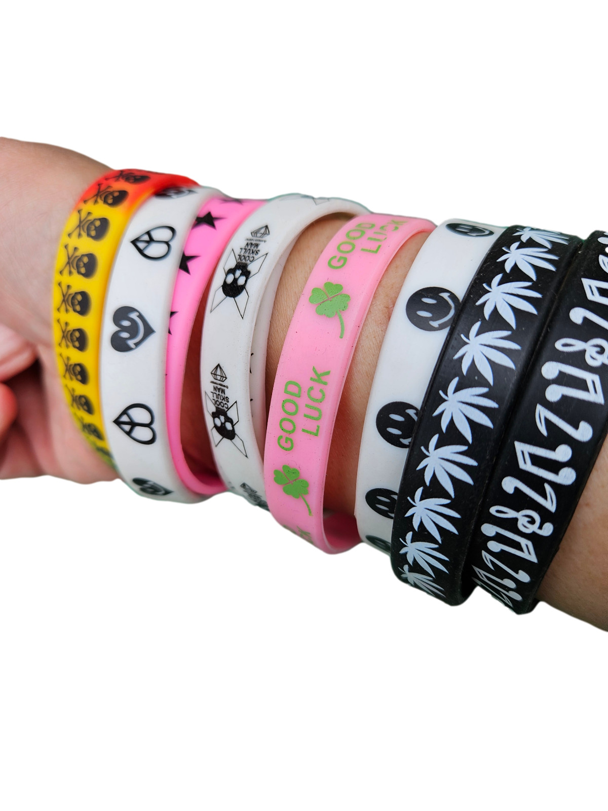 50x Fashion Adult Unisex Patterned Silicone Rubber WristBand Friendship Bracelet