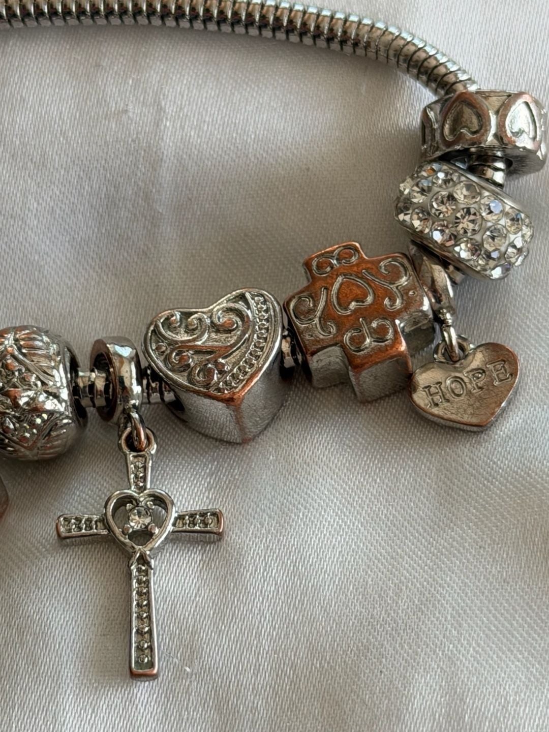 Religious Themed Snake Chain Charm Bracelet