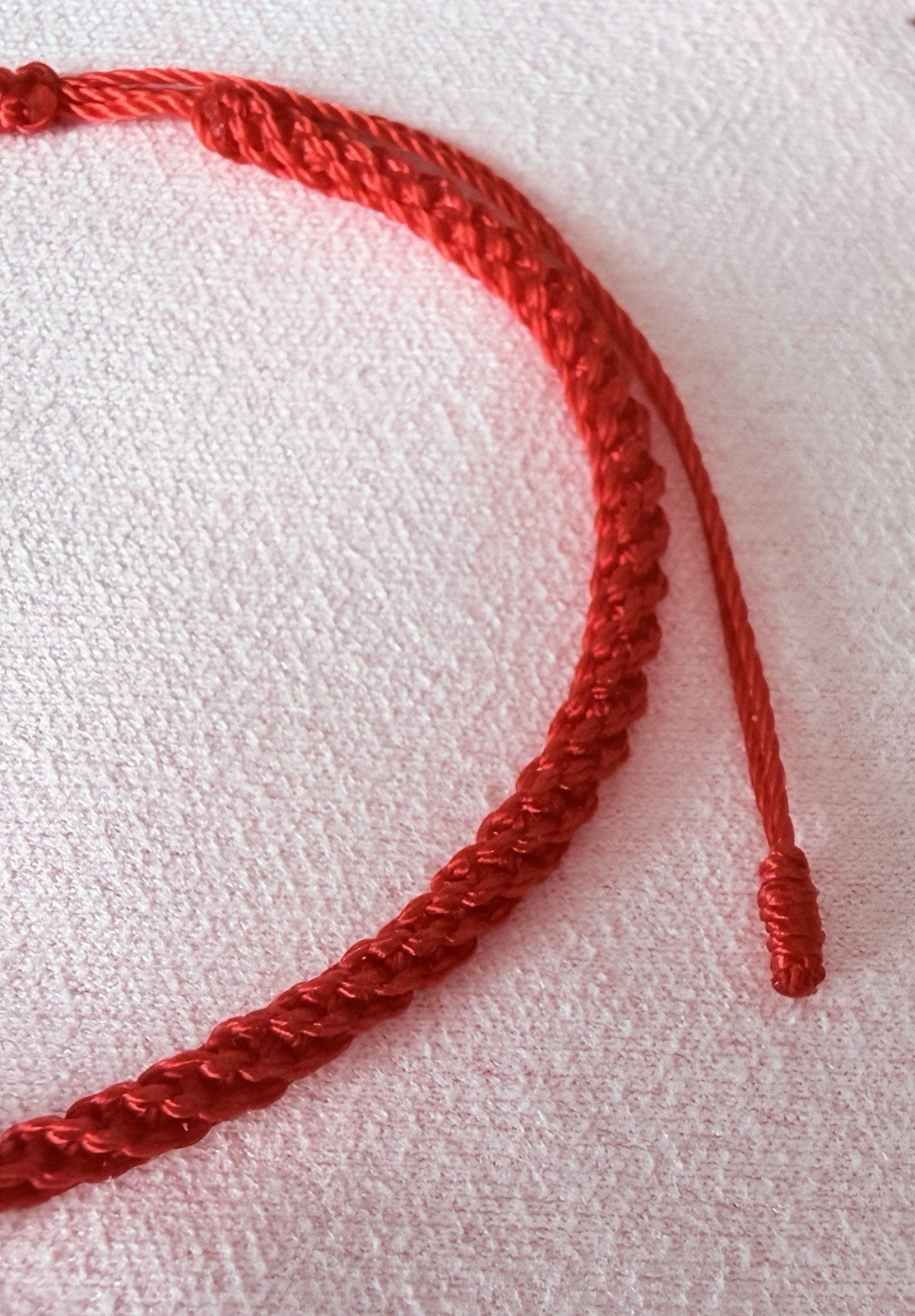 Red Braided Cord Beaded 15 CM Adjustable Slide Bracelet Natural Pearls Handmade