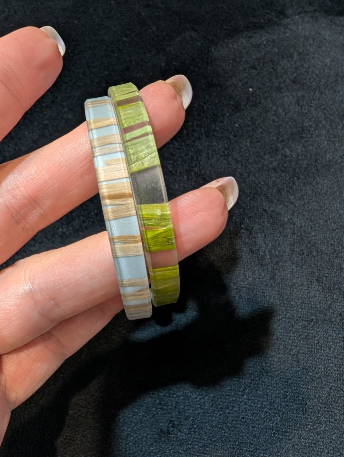 Stackable Multicolor Plastic Cuff Bangle Bracelets Lot Of 2, Stripe Round