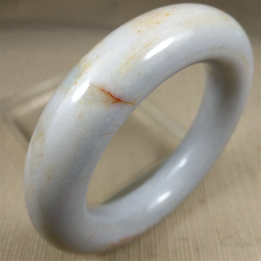 64.6MM China Ancient Red White NATURAL HETIAN Jadeite Jade Bracelet Bangle