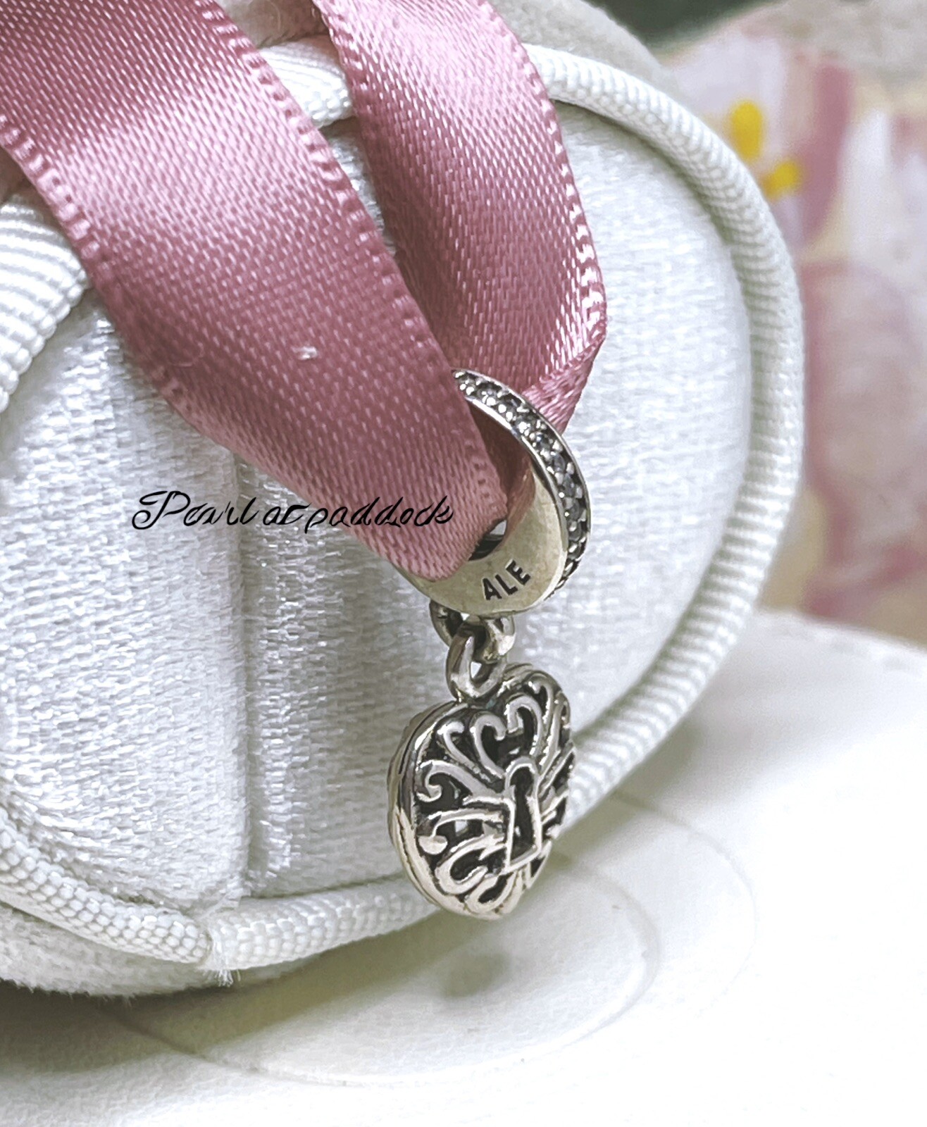 Pandora Sterling Silver Filagree Lock Dangle Charm W/ Gift Box
