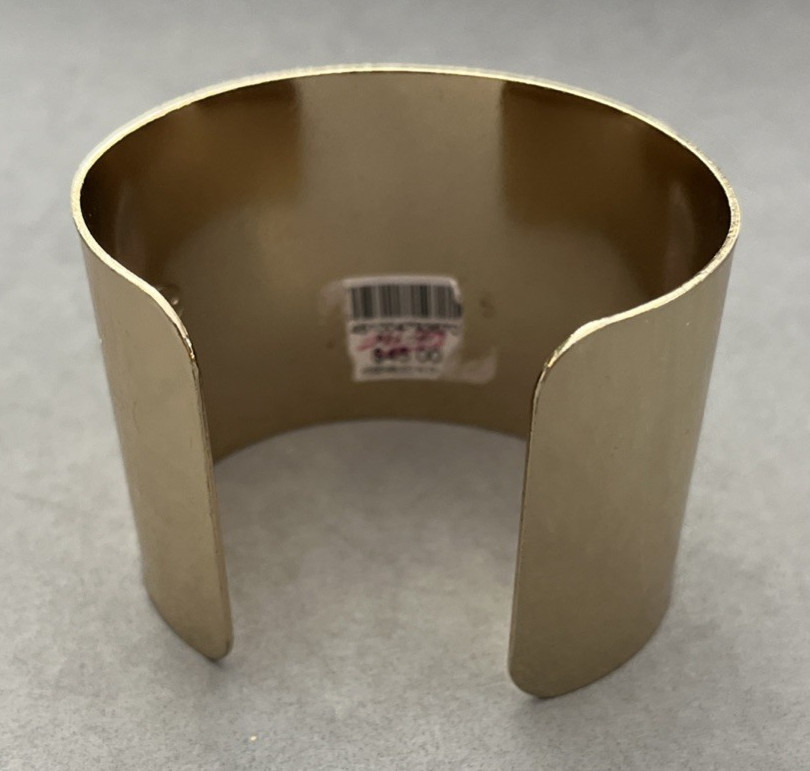 CHICO’S Rita Jeweled Rhinestone Gold Tone Metal Wide Cuff Bangle Bracelet NWT
